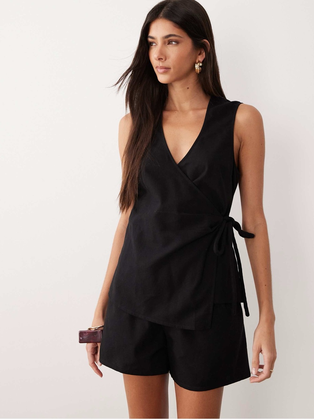 Hello Molly Black Wrap Sleeveless Top